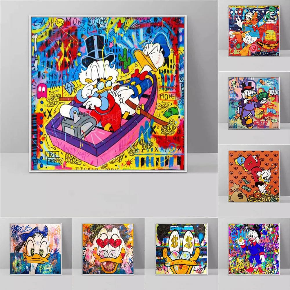 Disney Graffiti Cartoon Donald Duck Canvas Painting Prints Colourful S –  Zebuci