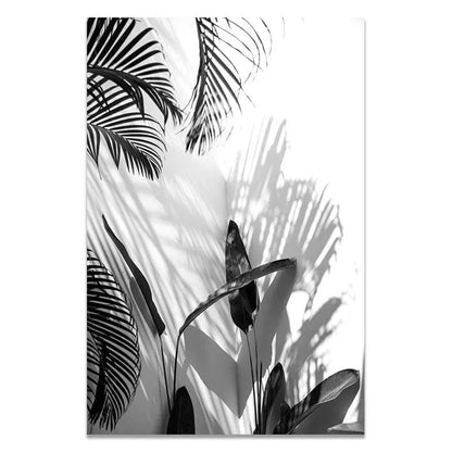 01 / 20x30cm No Frame Black and White Wall Art Seascape Canvas Print Poster Beach Girl Surfboard Painting Landscape Tropical Palm Picture Home Decor