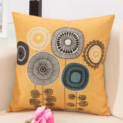 1 / 45x45cm Cotton Linen Floral Pattern Throw Pillow Case - Stylish Cushion Cover for Home Decor, Sofa, Bed - Decorative Pillowcase for Car Seats - Cojines