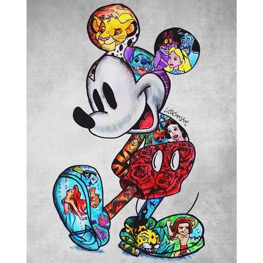 1 / Medium 30x40cm Disney Inspired Graffiti Cartoon Artwork Mickey Mouse Canvas Wall Art