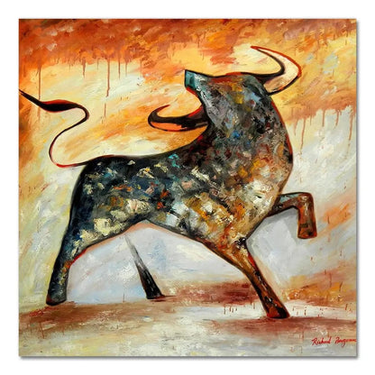 1857-01 / Medium 30x30cm Abstract Animals Oil Paintings on Canvas Wall Art Posters and Prints Cute Dog Pig Monkey Canvas Pictures for Kids Room Decor