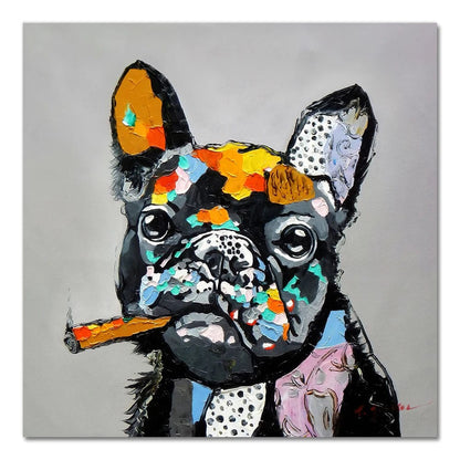 1857-04 / Medium 30x30cm Abstract Animals Oil Paintings on Canvas Wall Art Posters and Prints Cute Dog Pig Monkey Canvas Pictures for Kids Room Decor