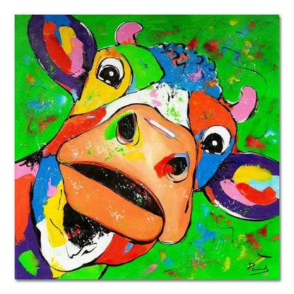 1857-06 / Medium 30x30cm Abstract Animals Oil Paintings on Canvas Wall Art Posters and Prints Cute Dog Pig Monkey Canvas Pictures for Kids Room Decor