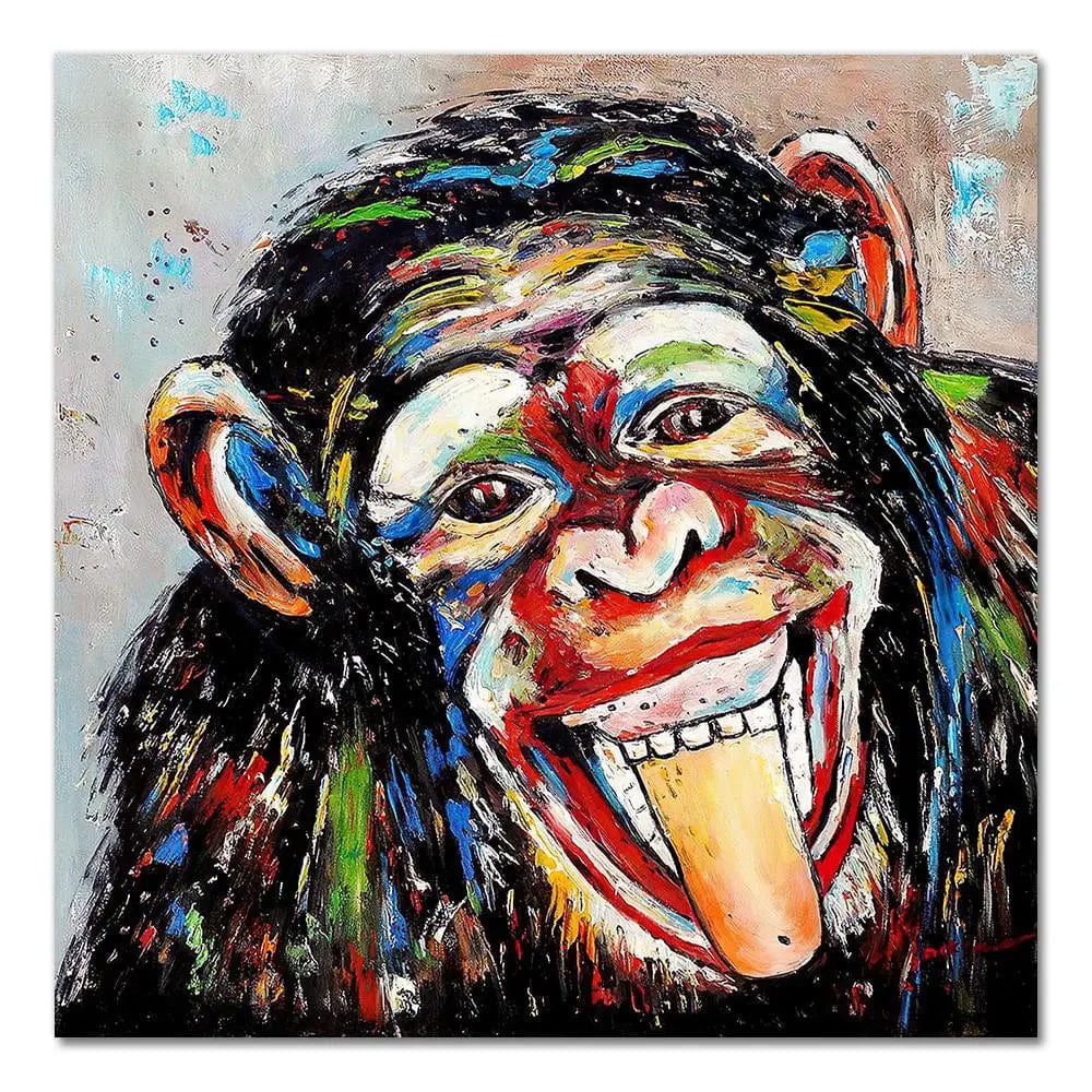 1857-08 / 30x30cm No Frame Abstract Animals Oil Paintings on Canvas Wall Art Posters and Prints Cute Dog Pig Monkey Canvas Pictures for Kids Room Decor
