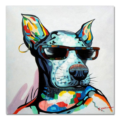 1857-09 / Medium 30x30cm Abstract Animals Oil Paintings on Canvas Wall Art Posters and Prints Cute Dog Pig Monkey Canvas Pictures for Kids Room Decor