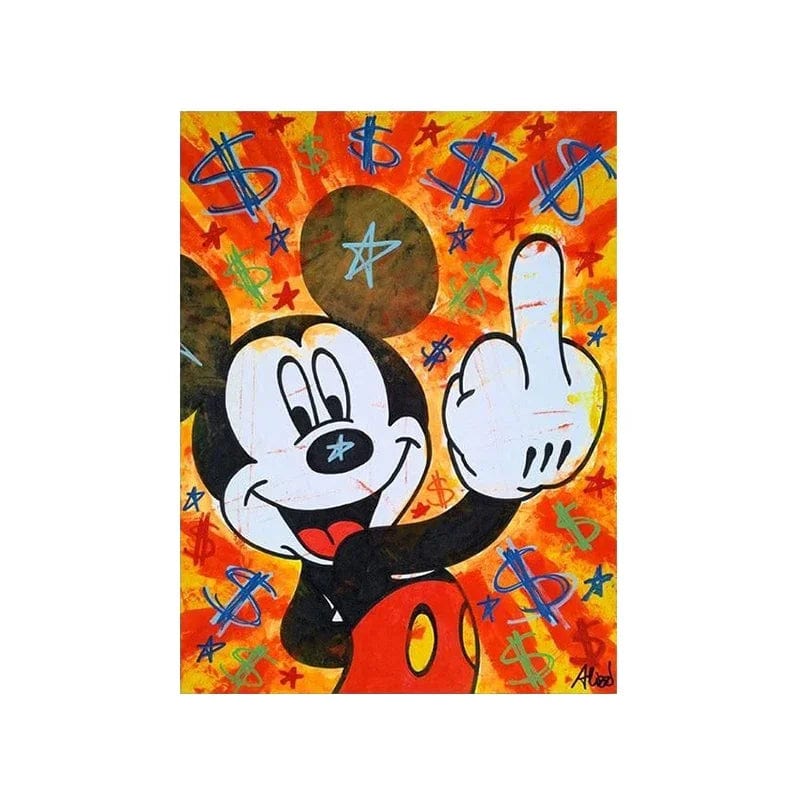 2 / 30x40cm No Frame Graffiti Art Catoon Disney Anime Mickey Mouse Poster Street Art Canvas Painting and Print Wall Art Picture for Living Room Decor