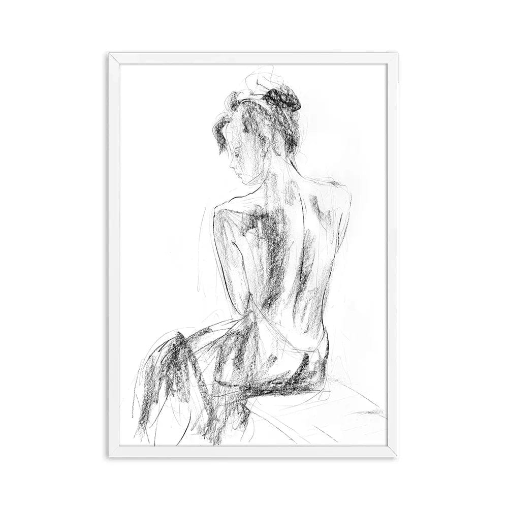 2 / 30x40CM No Frame Modern Abstract Aesthetic Wall Art Sexy Woman Back Black and White Nude HD Canvas Painting Poster Print Home Bedroom Decoration