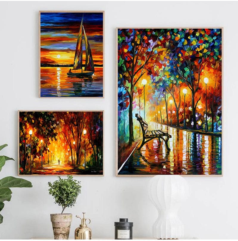 2021 Coloring  Hand - Painted Oil Painting Landscape for The Living Room Wall Art Home Decoration Abstract Without Frame