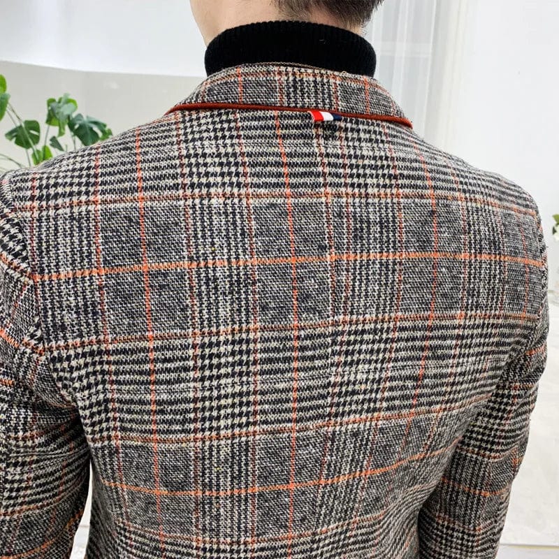 2021 grid Brand clothing Men spring Casual business suit/Male High quality cotton slim fit Blazers Jackets/Man plaid coats S-4XL