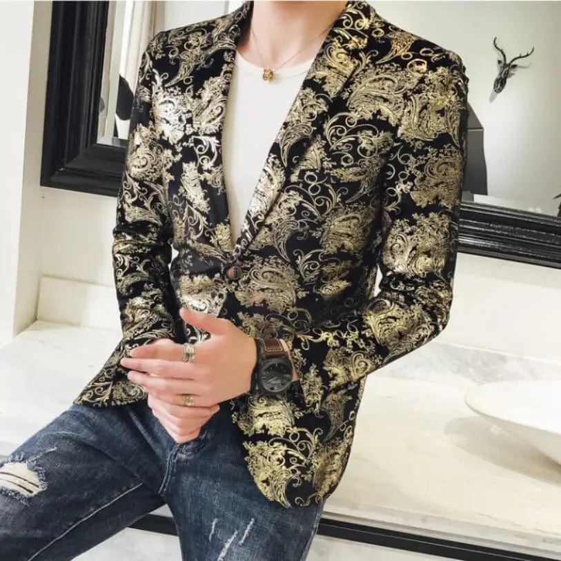 2022 Men's Blazer Fashion Autumn Winter Clothing Male Suit Jacket Printing Casual Slim Fit Fancy Party Singer Blazzer Coat S-5XL