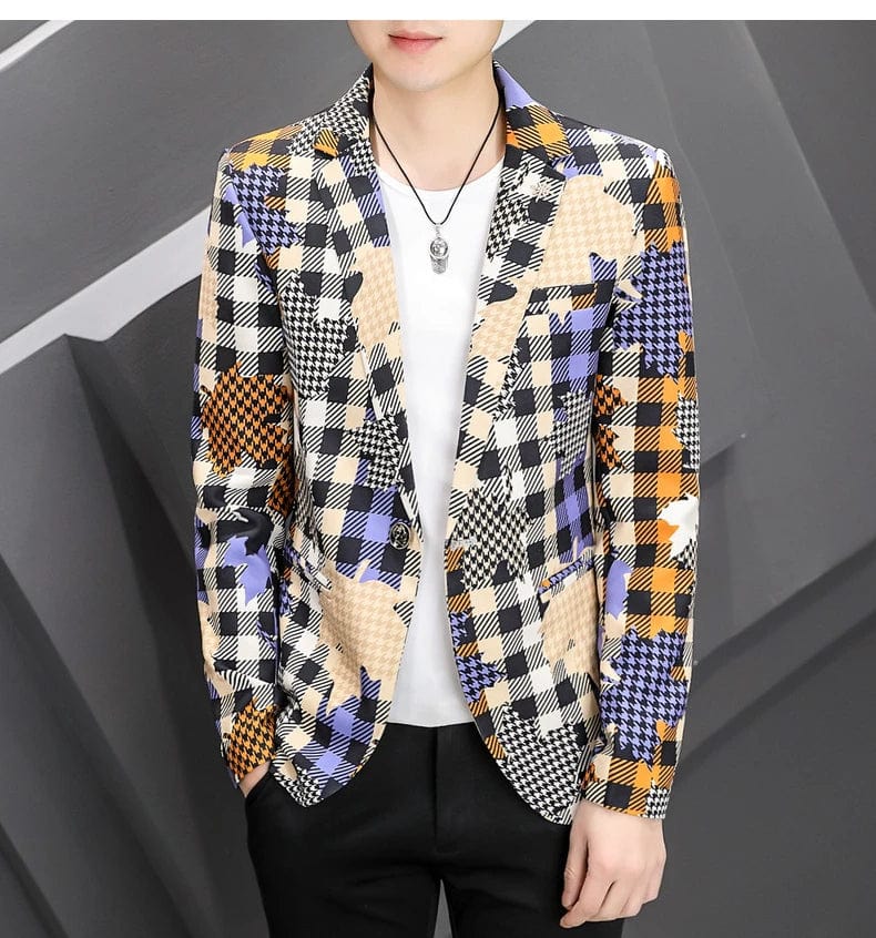 2023 Autumn Plaid Men Blazers Korean Fashion Lim Casual Business Suit Jackets High Quality Male Office Social Streetwear Coat