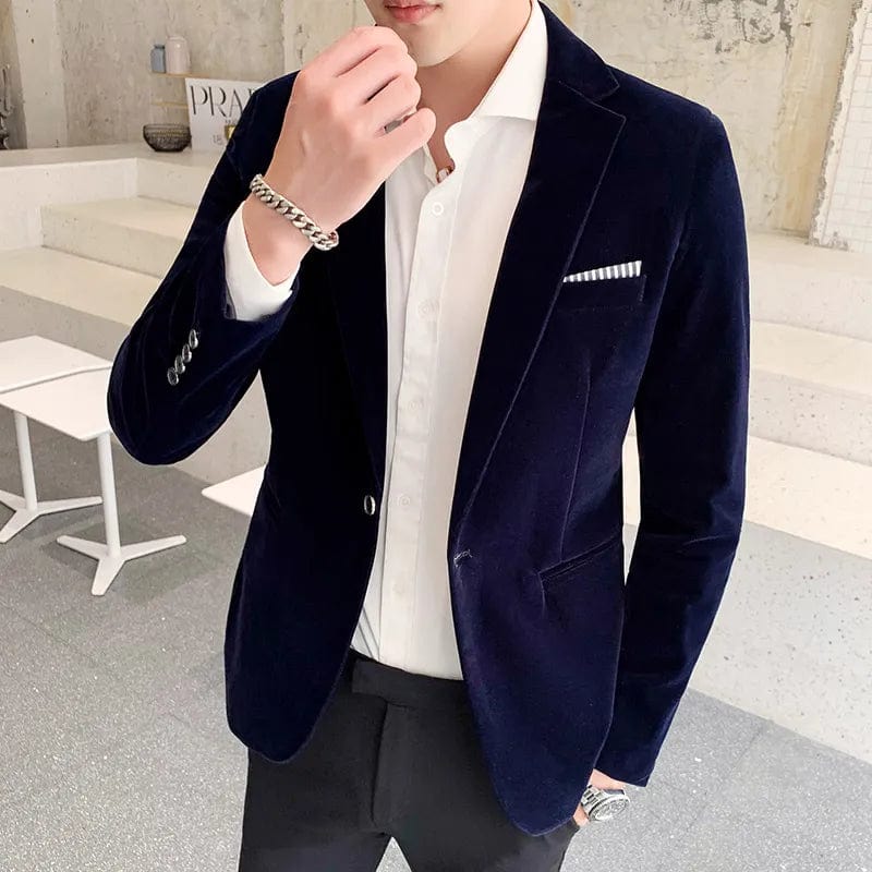 2023 Brand clothing Men Golden velvet suit/Male slim High quality business Blazers/Groom's Wedding Dress Men's jacket clothing