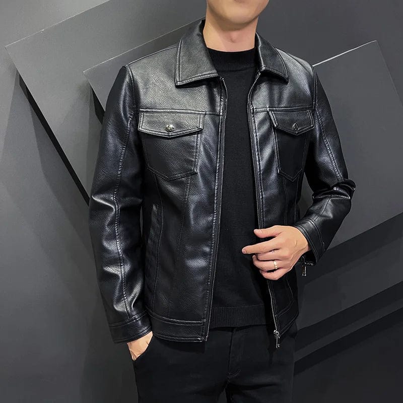 Classic Leaf Design Leather Jacket – BelginFrancis