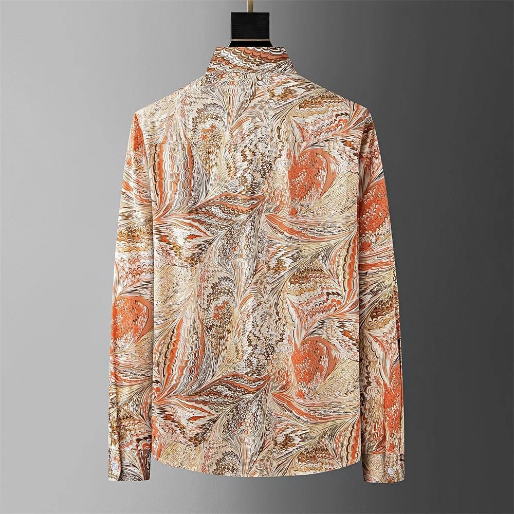 2024 Fashion Printed Shirts Men Long Sleeve Loose Shirts Casual Business Shirts Streetwear Social Party Holiday Hawaiian Shirt