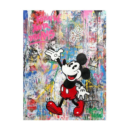 3 / 30x40cm No Frame Graffiti Art Catoon Disney Anime Mickey Mouse Poster Street Art Canvas Painting and Print Wall Art Picture for Living Room Decor