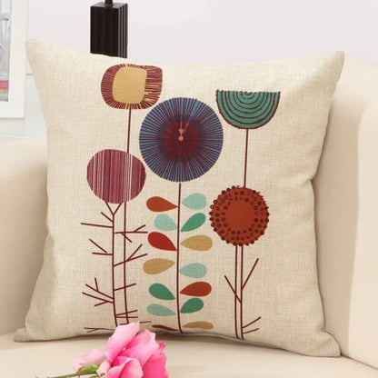 3 / 45x45cm Cotton Linen Floral Pattern Throw Pillow Case - Stylish Cushion Cover for Home Decor, Sofa, Bed - Decorative Pillowcase for Car Seats - Cojines