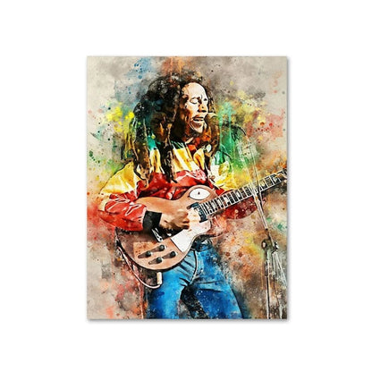 3040 / 13X18cm No Frame Abstract Bob Marley Canvas Painting Father of Music Portrait Posters and Prints Wall Art Picture Living Room Home Decoration