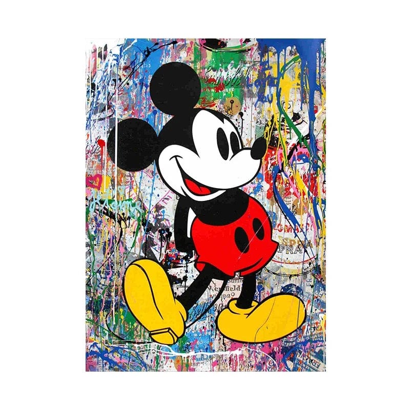 4 / 30x40cm No Frame Graffiti Art Catoon Disney Anime Mickey Mouse Poster Street Art Canvas Painting and Print Wall Art Picture for Living Room Decor