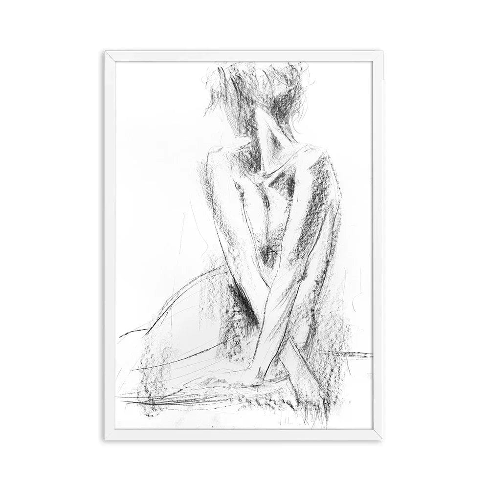 4 / 30x40CM No Frame Modern Abstract Aesthetic Wall Art Sexy Woman Back Black and White Nude HD Canvas Painting Poster Print Home Bedroom Decoration