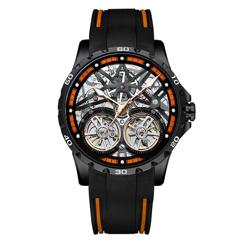 4 Men's Advanced Automatic Watch - Tourbillon Skeleton Mechanical Timepiece with Automatic Winding