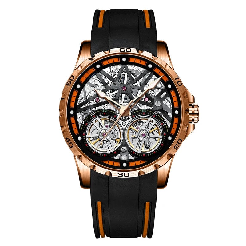 5 AILANG Men's Watch Advanced Sports Automatic Winding Clock Fashion Silicone Strap Tourbillon Skeleton Mechanical Watch New