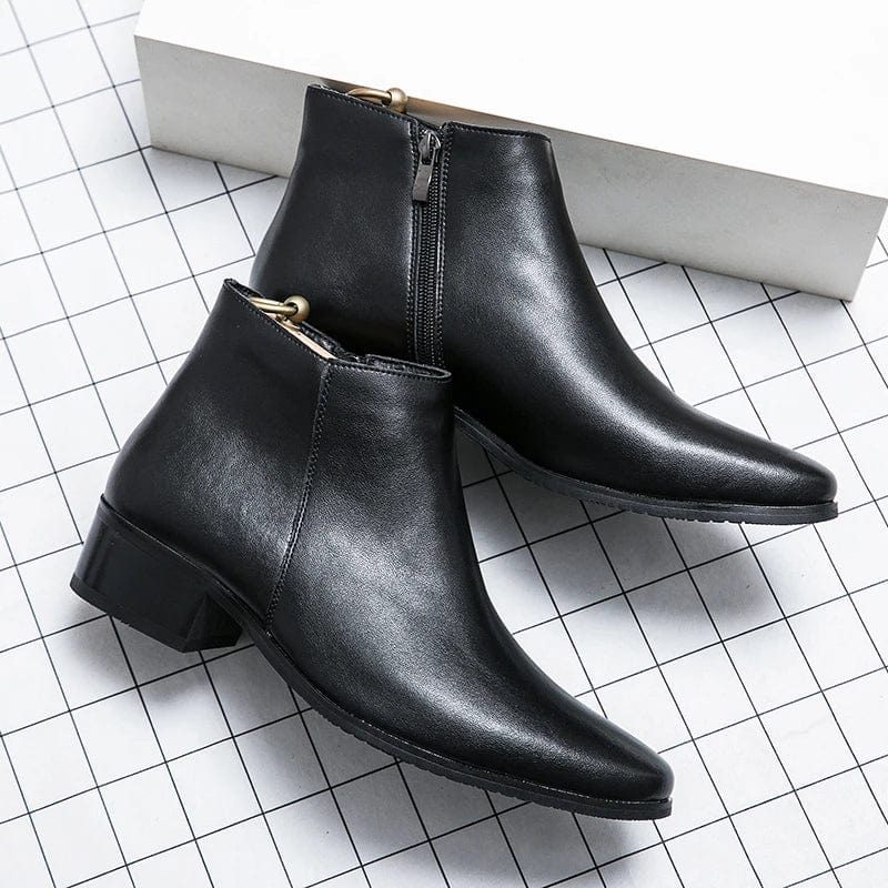 6119 Black / 41 Luxury Genuine Leather Designer Mens Chelsea Formal Casual Dress Business Shoes for Men Fashion Ankle Boots Original High Heels