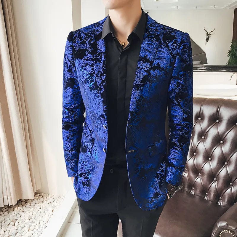 773 / Asia S 47-51kg 2022 Men's Blazer Fashion Autumn Winter Clothing Male Suit Jacket Printing Casual Slim Fit Fancy Party Singer Blazzer Coat S-5XL
