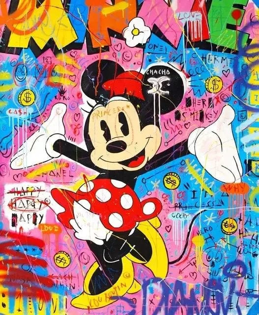 8 / 30x40cm No Frame Graffiti Art Catoon Disney Anime Mickey Mouse Poster Street Art Canvas Painting and Print Wall Art Picture for Living Room Decor