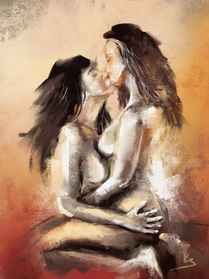 8 / 40X60cm Unframed Erotic Nude Lovers Embracing Artwork: Canvas Painting Print Wall Art for Bar Club Hotel Home Decor