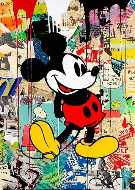 9 / 30x40cm No Frame Graffiti Art Catoon Disney Anime Mickey Mouse Poster Street Art Canvas Painting and Print Wall Art Picture for Living Room Decor
