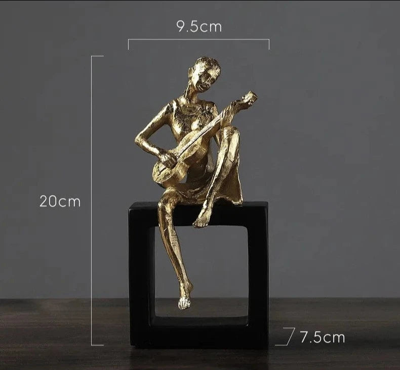 A Gold-plated Figure Sculpture Resin Craft Body Decor Golden Decoration Living Room Office Children's Room Music Ornaments Gifts