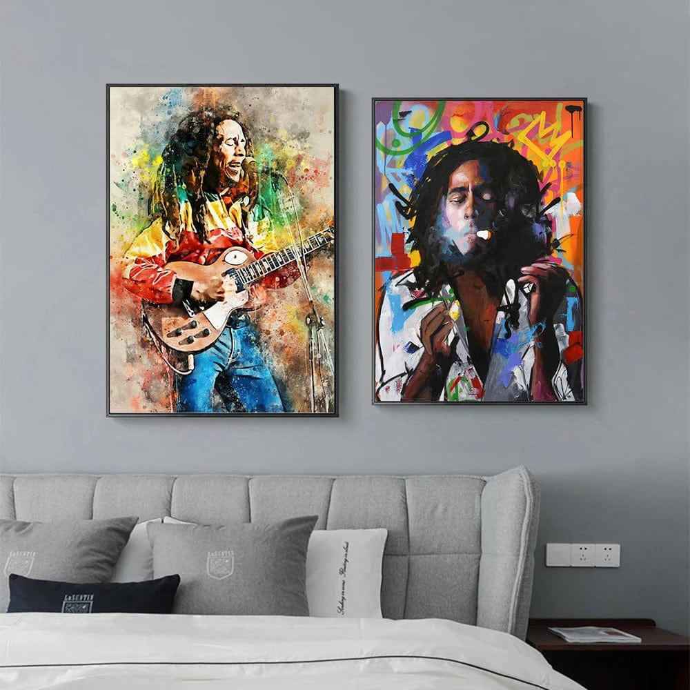 Abstract Bob Marley Canvas Painting Father of Music Portrait Posters and Prints Wall Art Picture Living Room Home Decoration