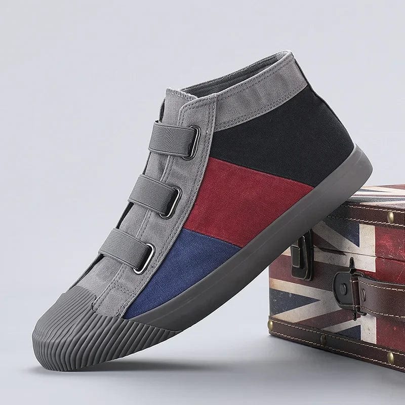 all  gray / 38 High top Canvas Men Patchwork Shoes Comfortable  Sneakers Men's Summer Breathable  Casual Walking Outdoor Flats shoes 2023