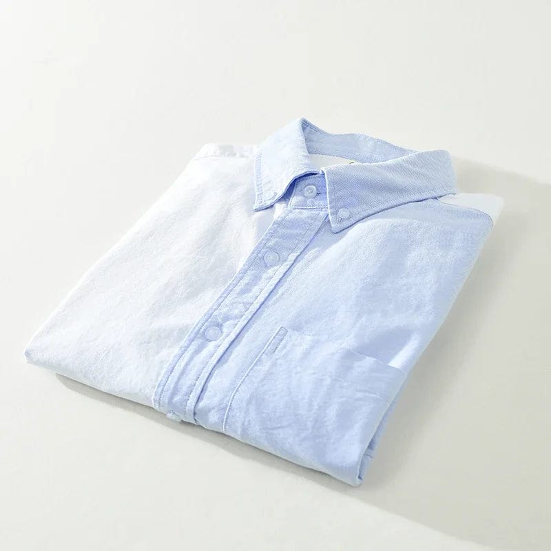 Autumn New Long Sleeve Patchwork Shirt for Men Cotton Turn-down Collar Blue Shirts Fashion Men's Clothing