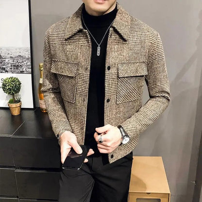 Autumn Winter KPOP Fashion Style Harajuku Slim Fit Windbreak Loose Casual Outerwear Korean Style Lattice Plush Button Jacket