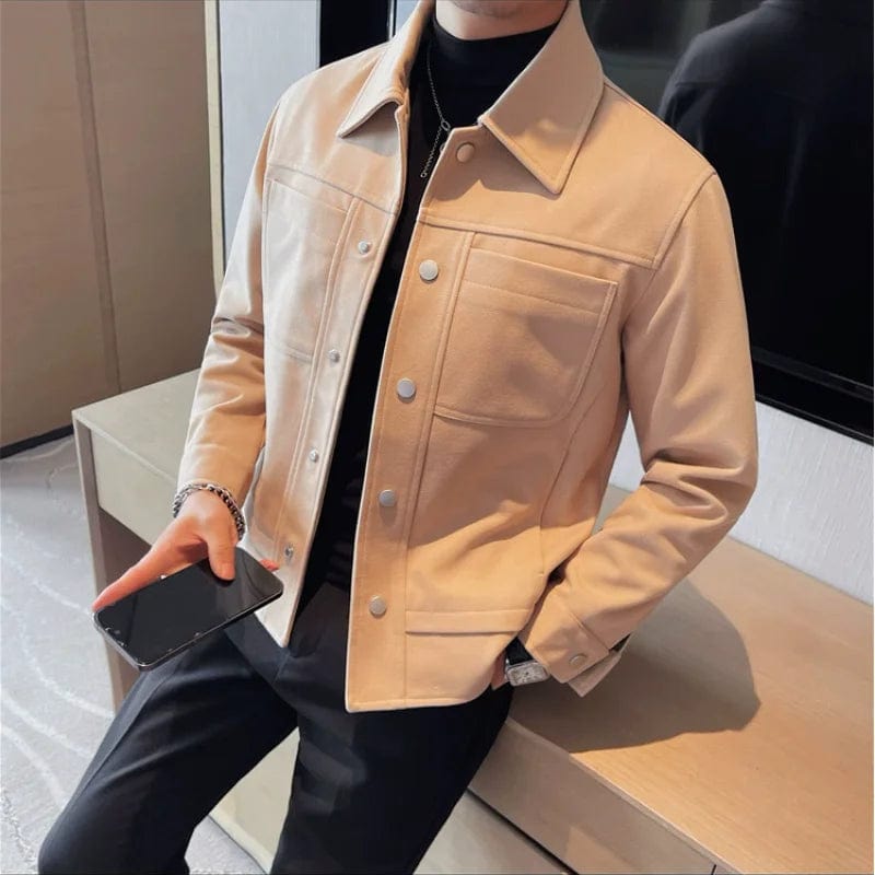 Autumn Winter New Woolen Jacket Korean Men's Casual Lapel Casual Jacket Coat Fashion Slim Fit Cropped Coats Streetwear 4XL-M