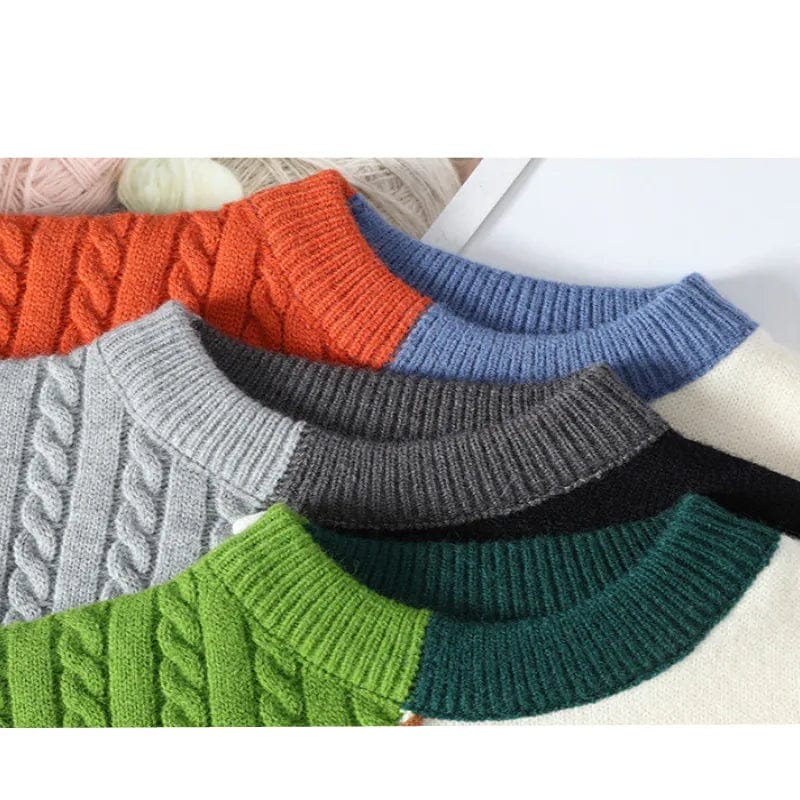 Mongw Size 7XL 6XL 5XL Korean Style Men Patchwork Color Sweatercoat Couple  Fashion Autumn Winter Sweater…