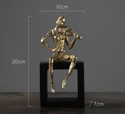 B Gold-plated Figure Sculpture Resin Craft Body Decor Golden Decoration Living Room Office Children's Room Music Ornaments Gifts