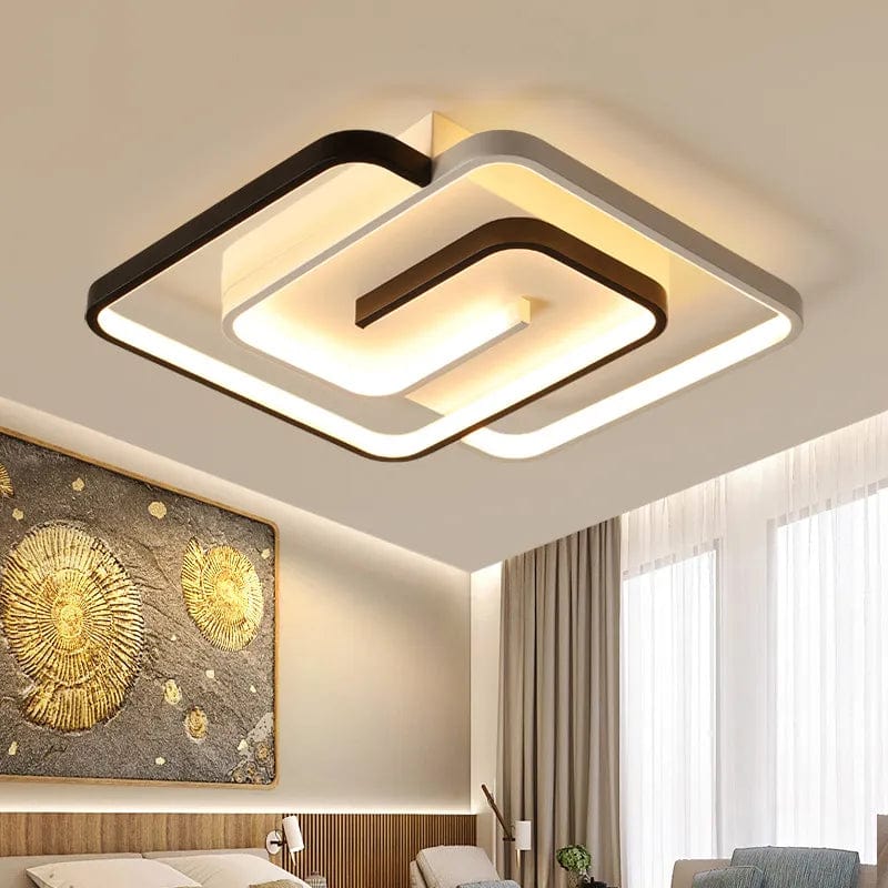 Bedroom Led Chandelier Light Black White Square Modern Ceiling Lamp  Attic Living Room Dining  Kitchen Interior Fixture