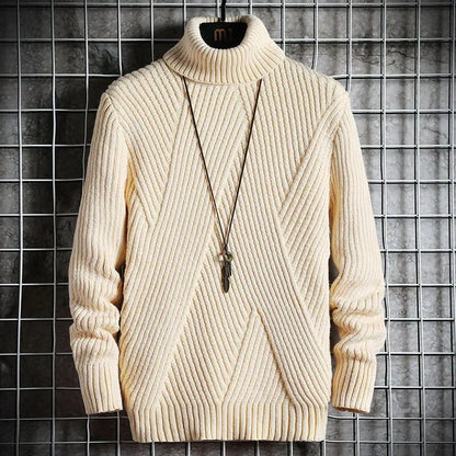 Beige / XS Vintage Wool Sweater - Elevate Your Style: Thickened Warm Turtleneck Sweater Loose Fit Stylish Knitted Winter Pullover