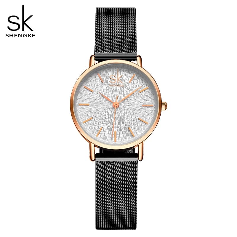 Black 2 Women's Luxury Super Slim Sliver Mesh Stainless Steel Watches