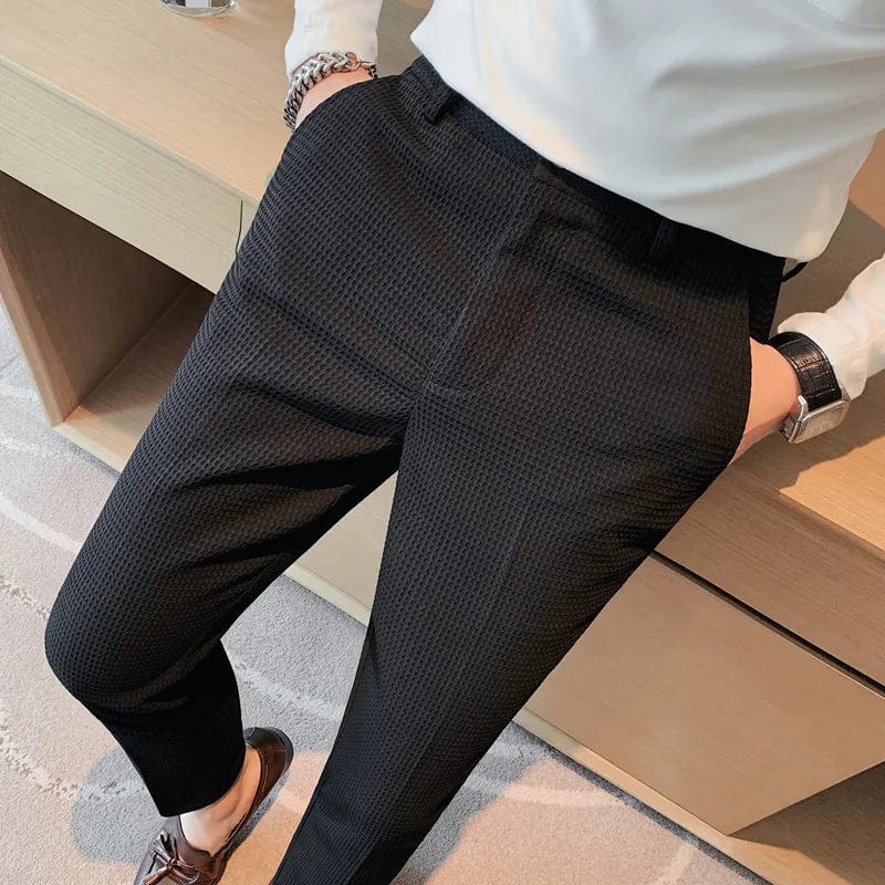 Casual Slim Fit Mens Dress Pants Streetwear Full Length Suit Pants Men  Gentlemen Office Trousers Men All Match | Wish