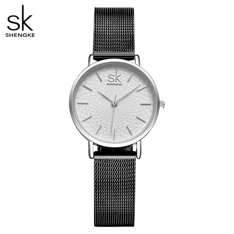 Black 3 Women's Luxury Super Slim Sliver Mesh Stainless Steel Watches