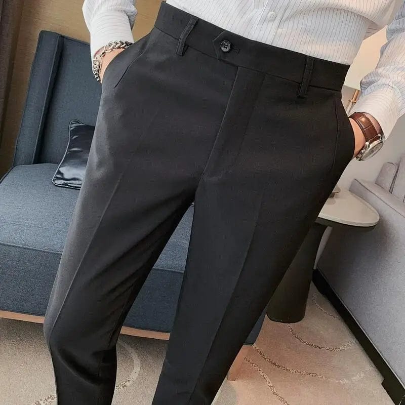 Black / 33 / CHINA 2023 Autumn New Solid Straight Casual Pant High Quality Fashion Simplicity Men Suit Pants Formal Business Office Social Trousers