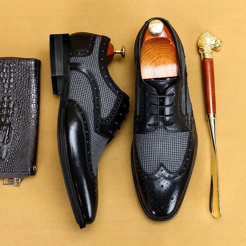 Black / 38 Leather Brogues Men Big Size Fashion Wedding Party Men Dress Shoes Italian Designer Male Drivng Formal Shoes Lace Up Men Oxfords