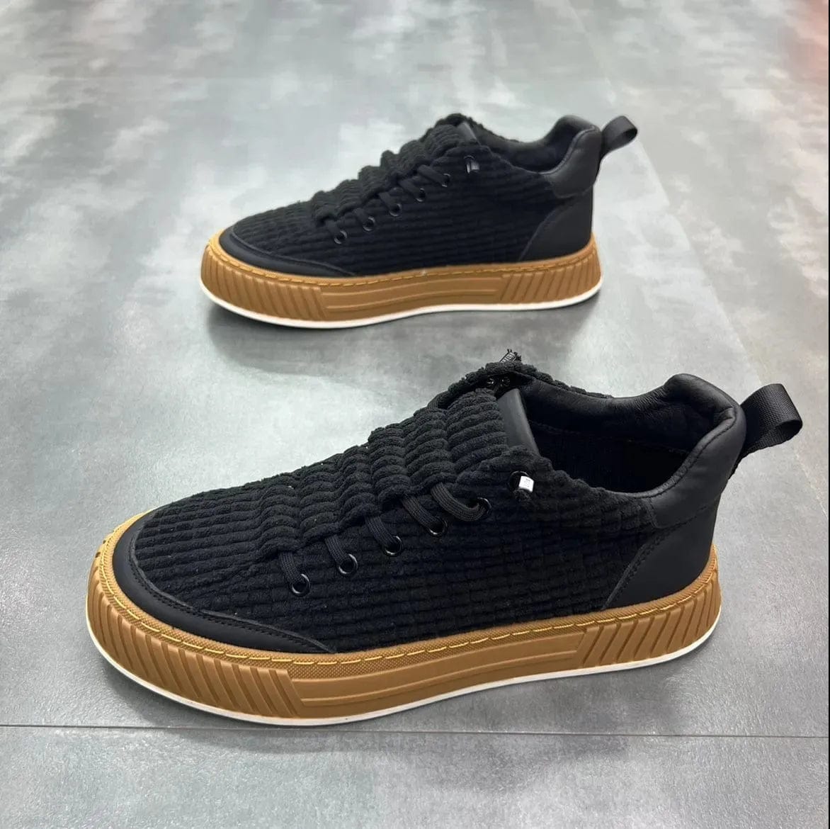 black / 39 New Men's Casual Shoes Fashion Thick Sole Sneakers Flat Non-slip Sports Running Shoes Comfortable High Top Men's Shoes