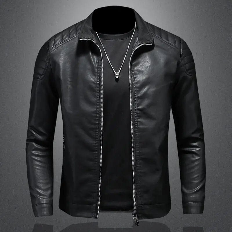 Black / 4XL Motorcycle PU Leather Jacket Men Winter Leahter Jacket Male Stand Collar Casual Windbreaker trendy mens clothing black blue 2022
