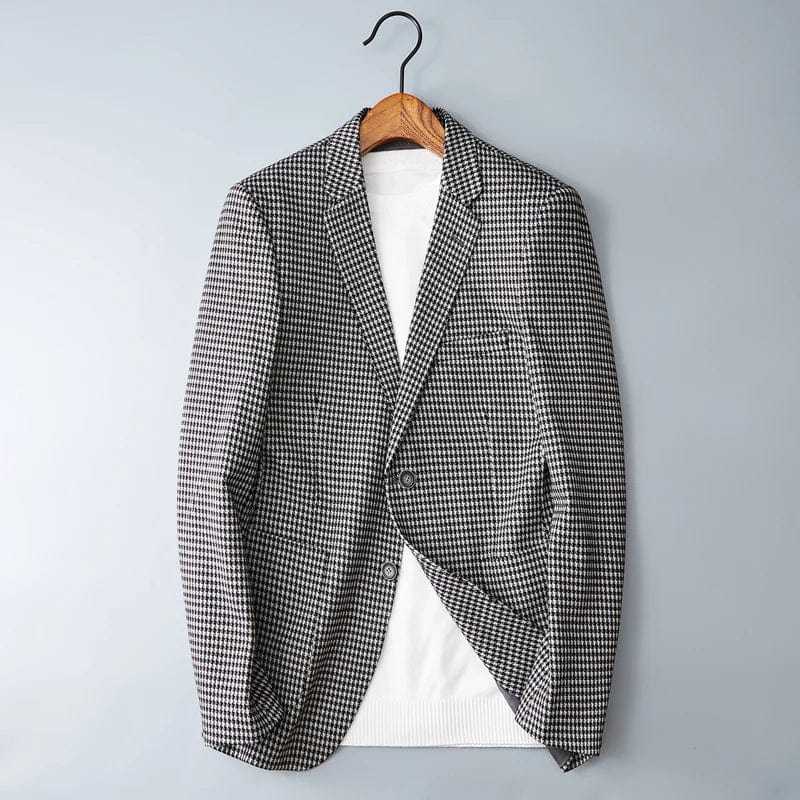 Black and white chec / Asian XXL is Eur L High Quality Fashion All Fashion Trends Handsome Casual Men's Knitted Fabric Plaid Business Suit  Casual  Four Seasons  Blazers
