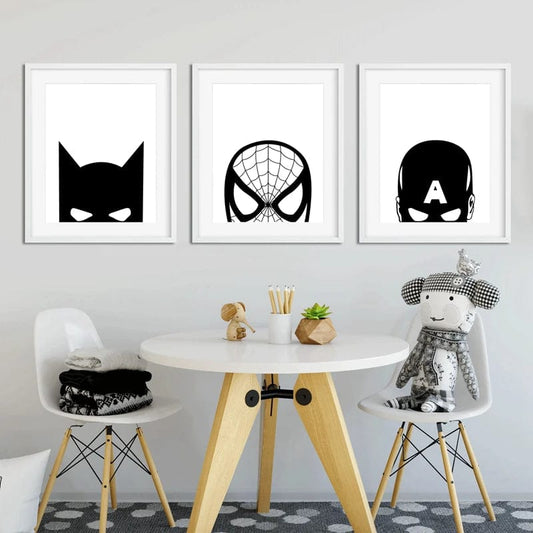 Black And White Spiderman Superheroes Poster Kids Boy Room Nordic Canvas Painting Minimalist Marvel Prints Wall Art Picture