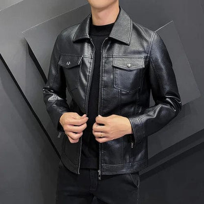 black / Asia S 47-51kg 2023 New Motorcycle Pilot Leather Jacket Fashion Brand Men's Designer Punk Wind Zipper Design Men's Slim Fit Jacket Coat S-5XL
